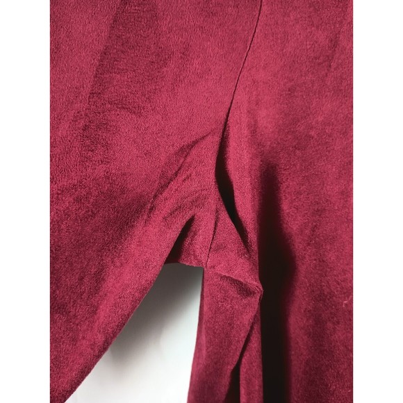 Westbound Women's Petite Sz PM Red Wine Faux Suede Long Sleeve Tasseled Top - Picture 13 of 16